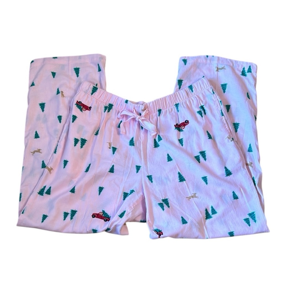 Joyspun Pink Flannel Sleep Pants Christmas Tree, Dogs, Red Trucks Women’s Size L